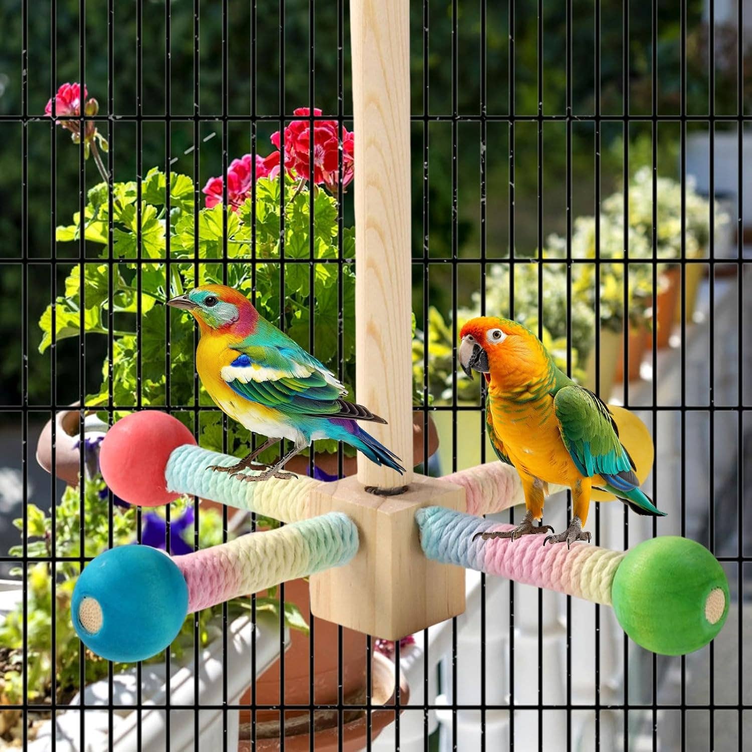 VIGOR - Wholesale Pet Toy - Cat/Dog - Bird Stand Perch Toy Wooden Rotating Parrot Toys Interactive2
