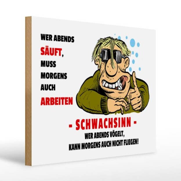 Sinal de madeira álcool 40x30 cm Quem bebe à noite deve ter placa decorativa por atacado de Femer