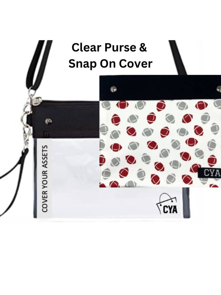 Crimson & Gray Footballs- Wide - Purse & Cover for wholesale by CYA Accessories