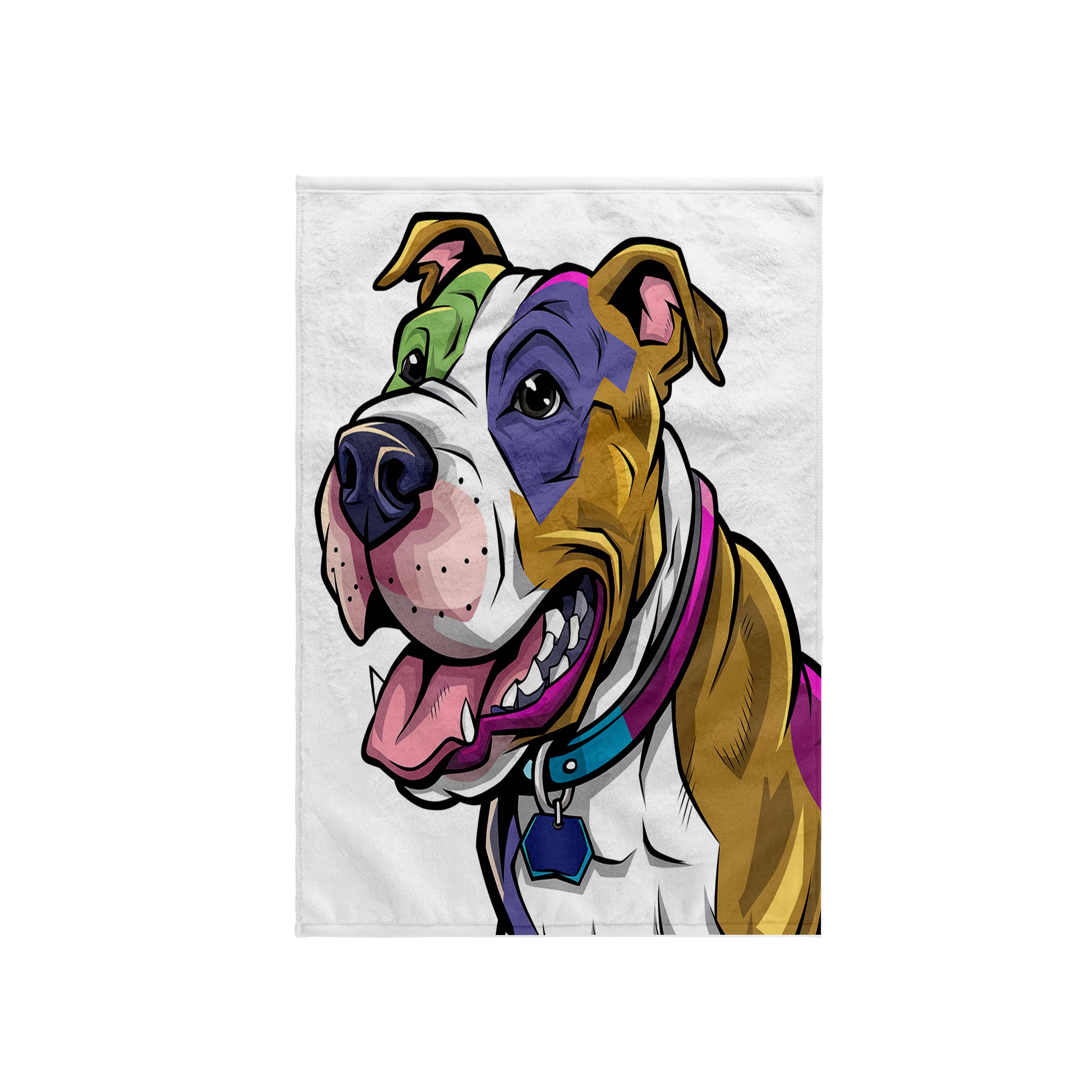 3dRose - Wholesale Bath Towel - 3dRose, Funny Cool Abstract Colorful Pitbull Puppy Dog Rescue Dog, Towel