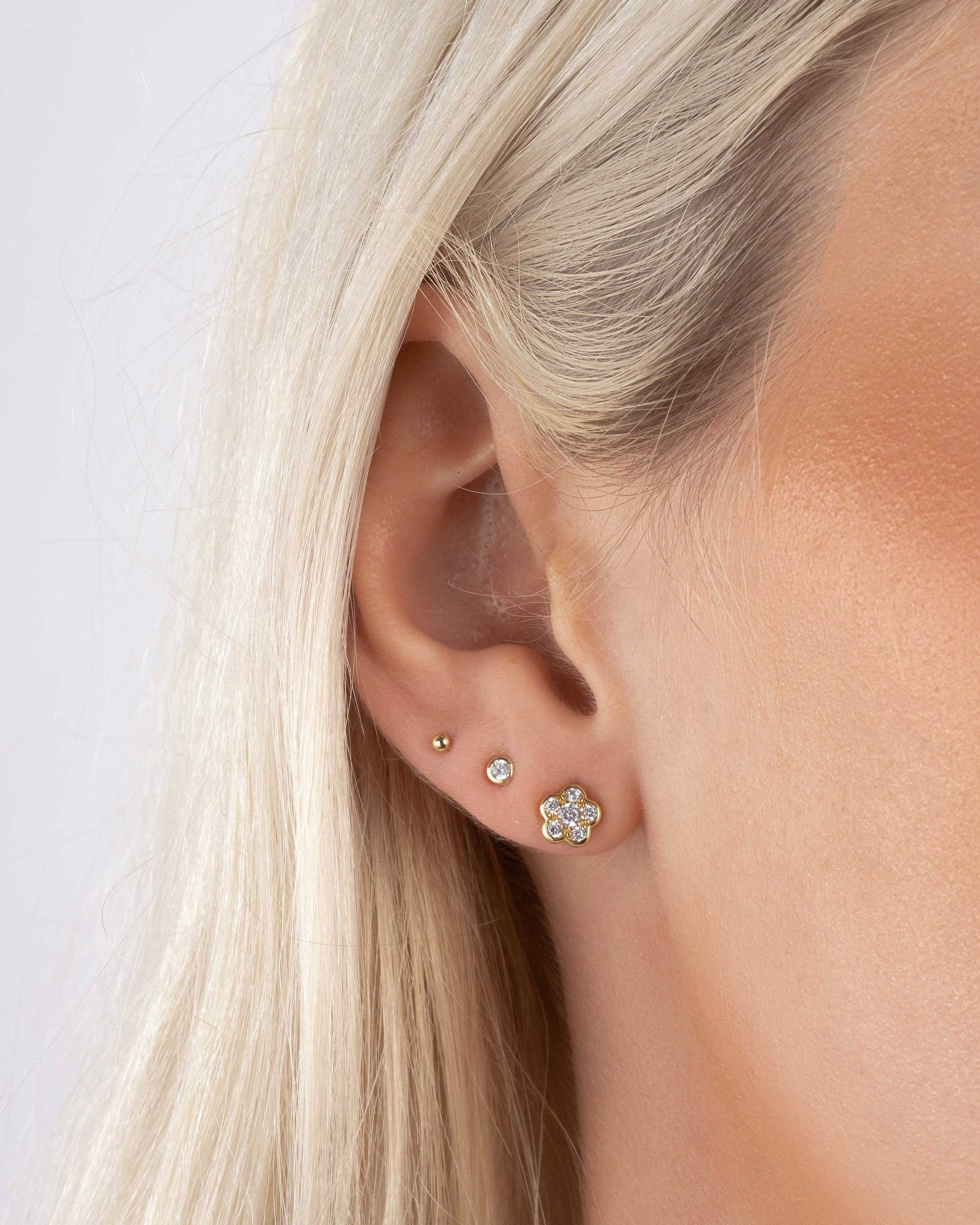 Sami Jewels - Wholesale Stud/Post Earrings - Diamond Flower Studs10