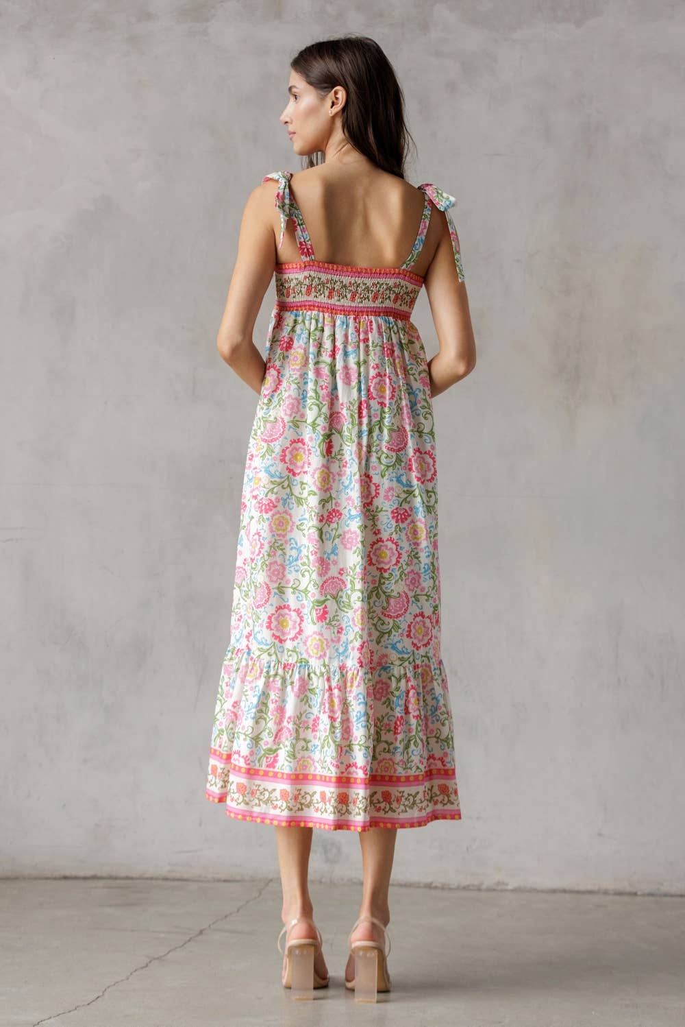 STORIA - Wholesale Dress - Women's - SJD7582 - MULTI FLORAL TIE MIDI DRESS14