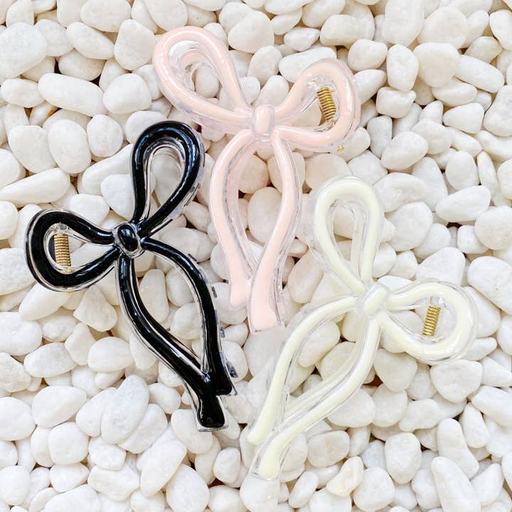 Pink Annie Bow Hair Claw Set Of 3 for wholesale on Faire