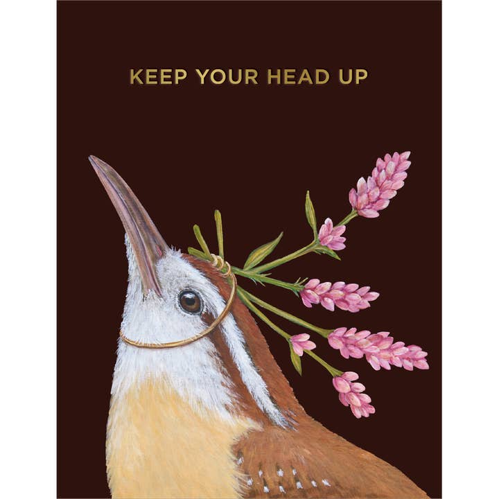Head Up Wren Card for wholesale by Hester & Cook - Stationery