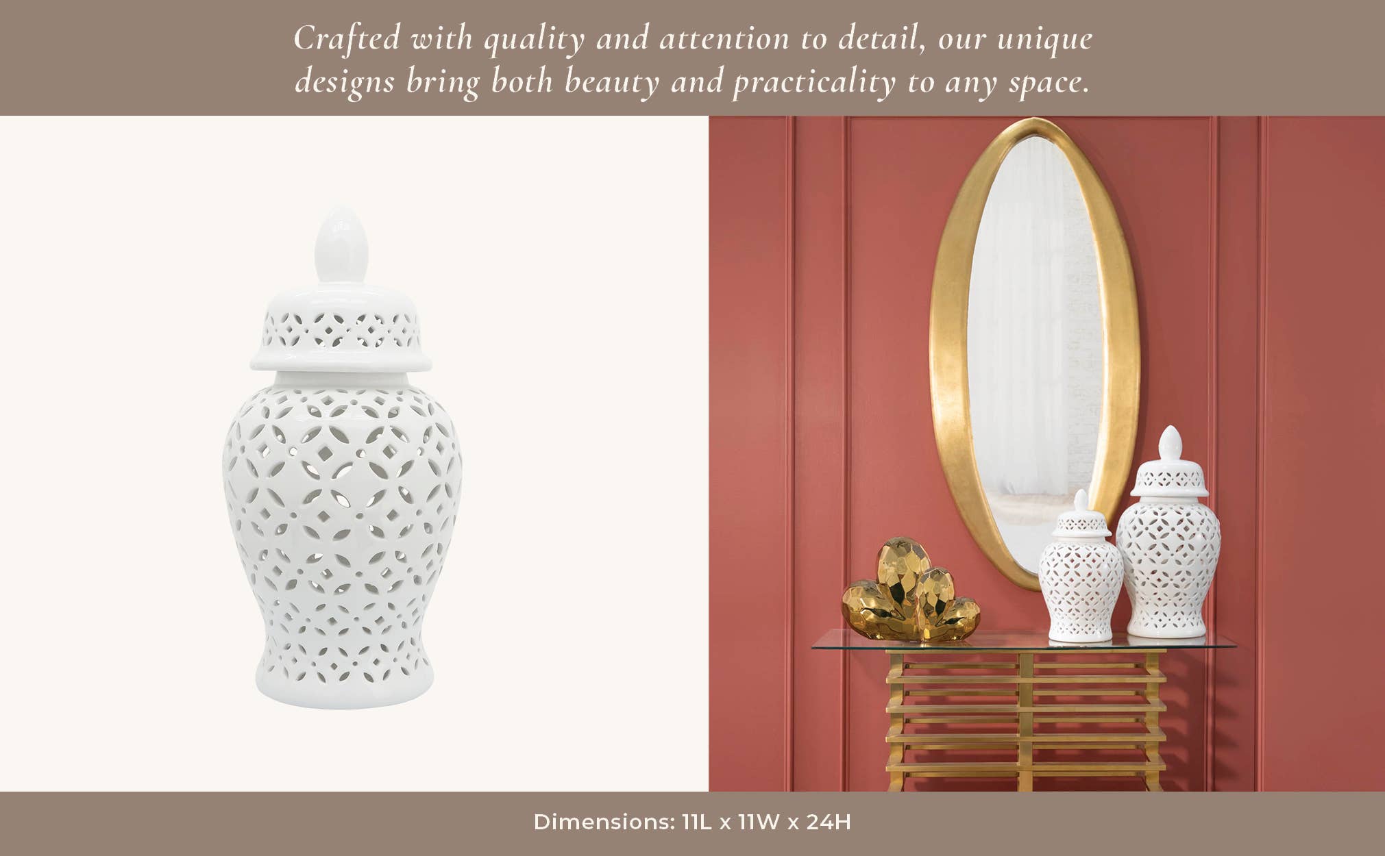 Sagebrook Home - Wholesale Decorative Jar - Ceramic Cutout Daisies Lidded Decorative Jar - White, 24 in.10