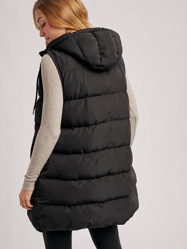 Bluivy - Wholesale Outerwear Vest - Women's - HOODED ZIPPER DOWN LONGLINE PUFFER VEST16