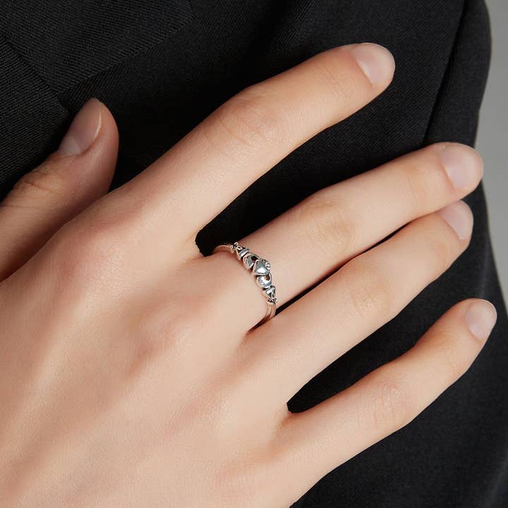 Ashlen - Wholesale Band/gestapelde ring - CELTIC CLADDAGH ZILVEREN RING (VERSTELBAAR)