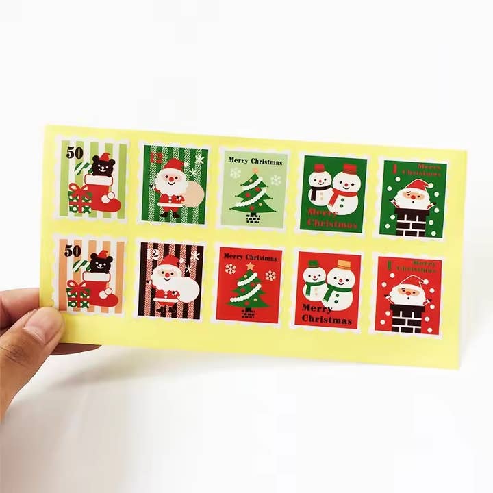 Pacote de 100 unidades Autocolantes em Forma de Carimbo Árvore de Natal Papai Noel  por atacado de Sostraw & SmartThings