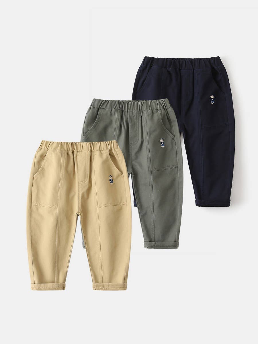 CHANG EN LLC - Vendita all'ingrosso Pantaloni - Bambini - Pantaloni casual ricamati con orso per ragazzi11