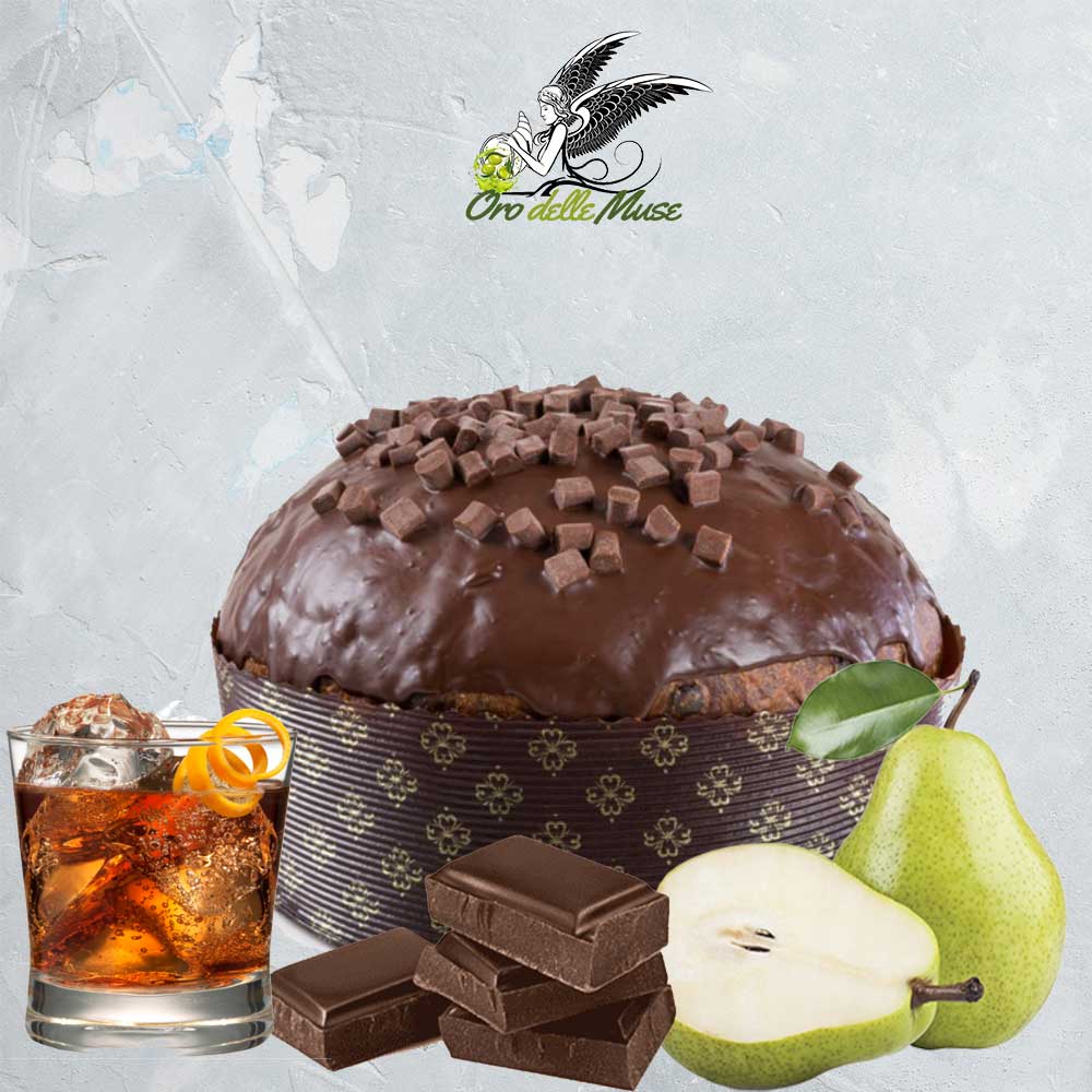 Calabria da Gustare – Doces cobertos de chocolate por atacado – Calypso panettone artesanal com peras, chocolate e rum2