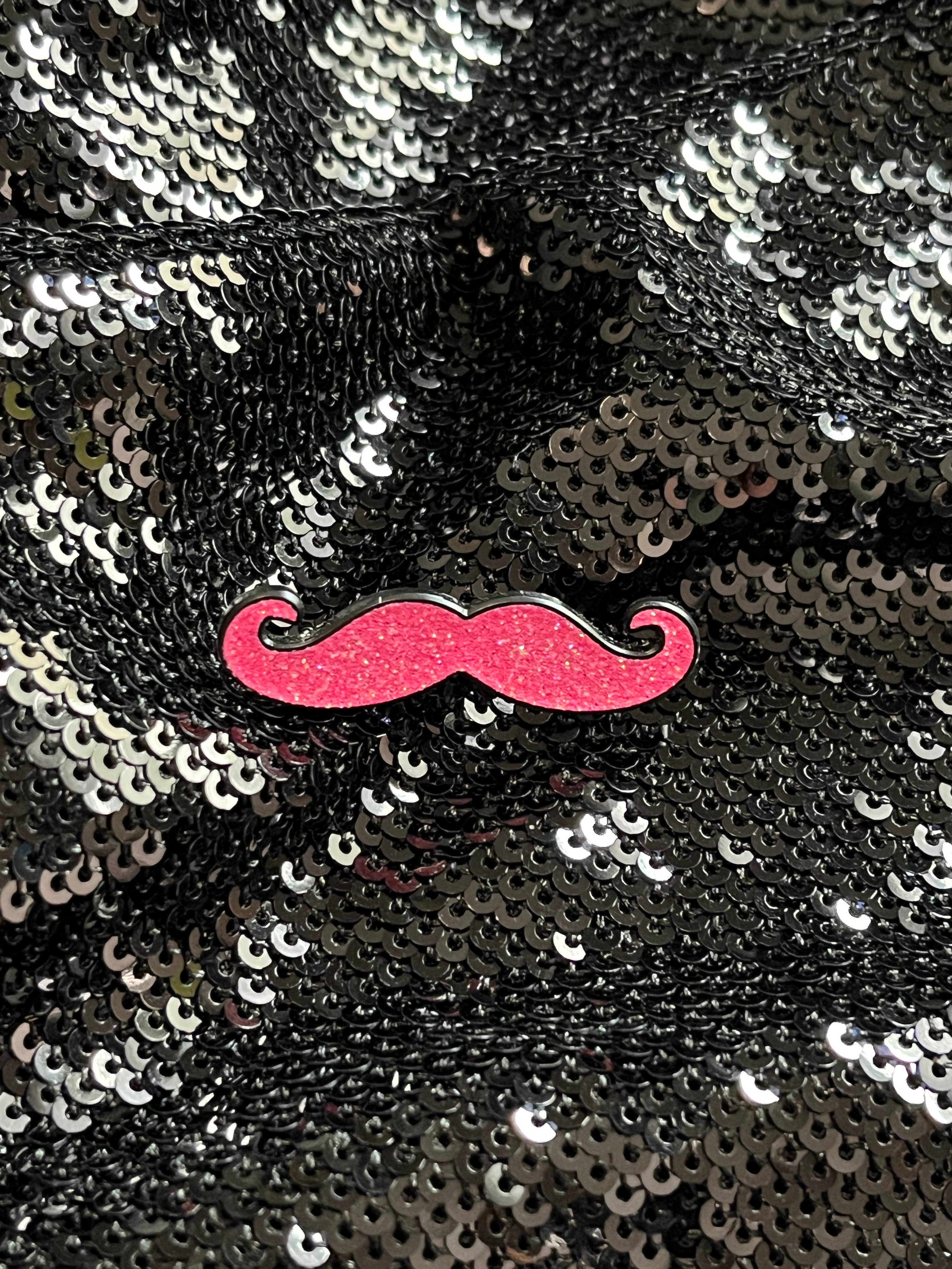 Queen On The Scene - Wholesale Brooch - Pink Glitter Mustache Enamel Pin