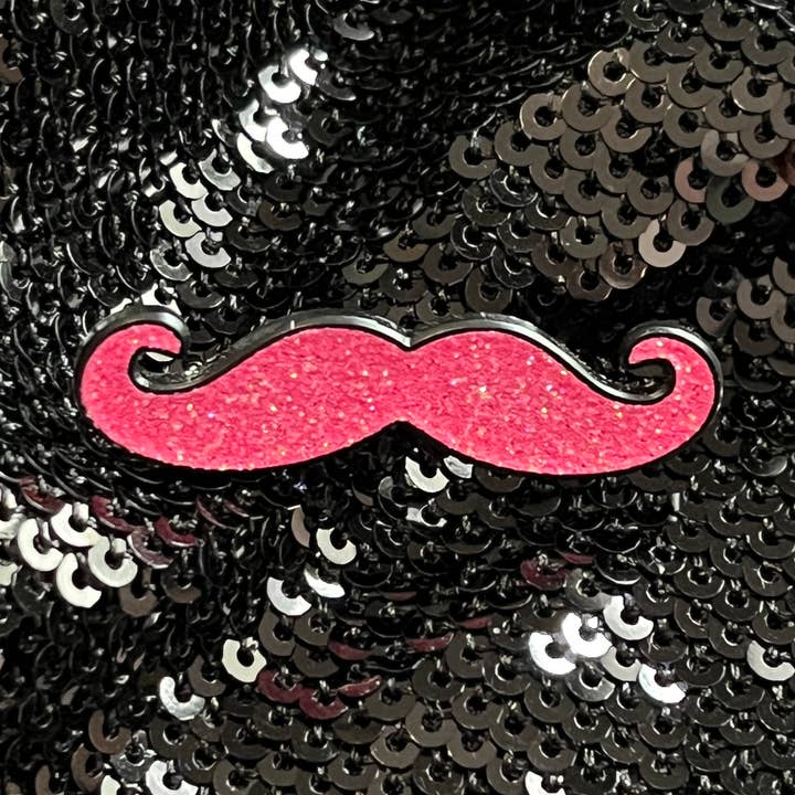 Queen On The Scene - Wholesale Brooch - Pink Glitter Mustache Enamel Pin0