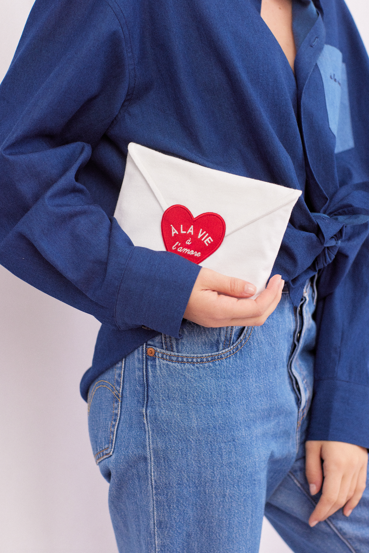 Un baiser français s'il vous plaît – Engroshandel Posetaske - Dame – Genanvendt stofpose med hjerte6