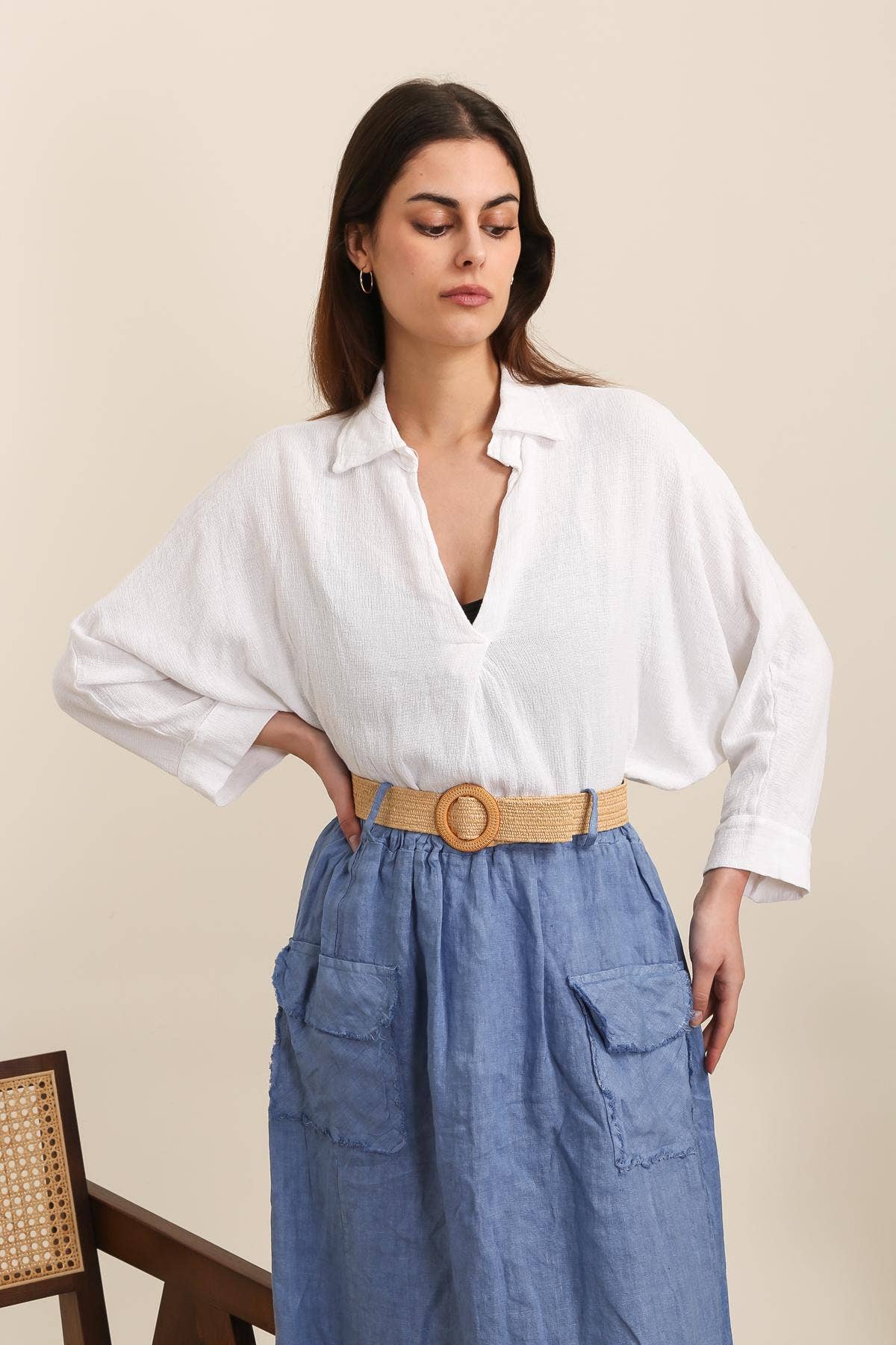 LÉA & LUC - Wholesale Tunic - Women's - Blouse in 50% linen 50% cotton REF. 1007016