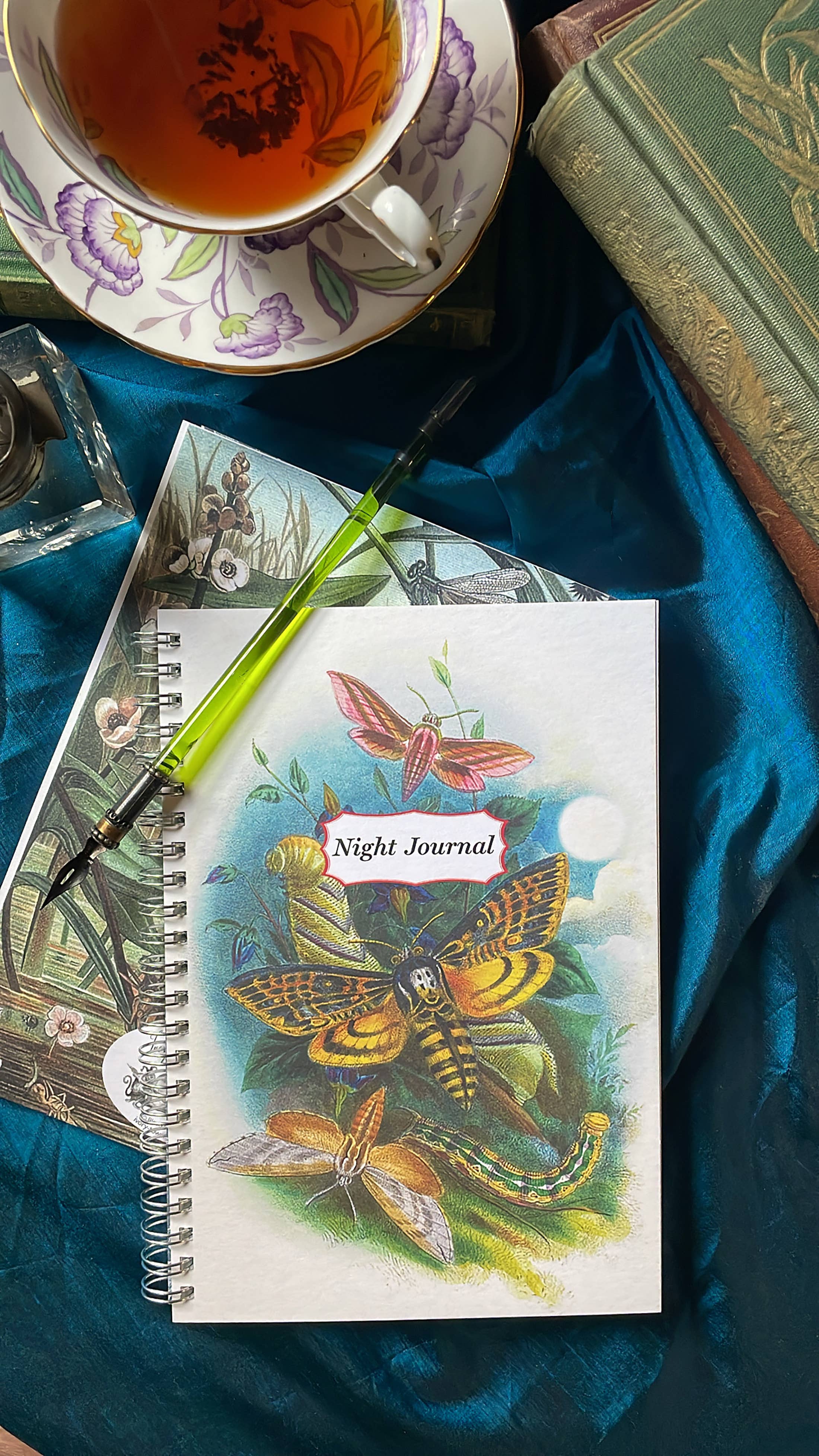 Ivory Tower Studios - Wholesale Journal/Diary - Night Journal Spiral Bound Lined Paper—Moths in Moonlight4