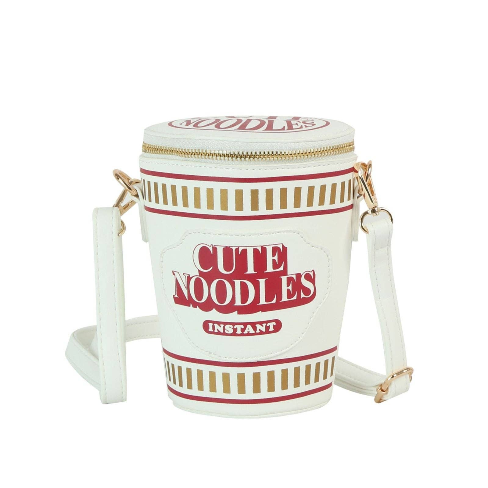 Farbe: Weiß Crossbody-Umhängetasche in Form eines weißen Cup-Noodles-Bechers für den Großhandel auf Faire1