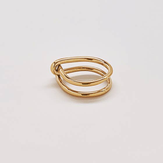 Admiral Row Jewelry – Großhandel Band/Stapelring – Goldener Statement-Ring mit Doppelknoten - Anlauf-/Wasserbeständig; Weihnachtsgeschenk 20252