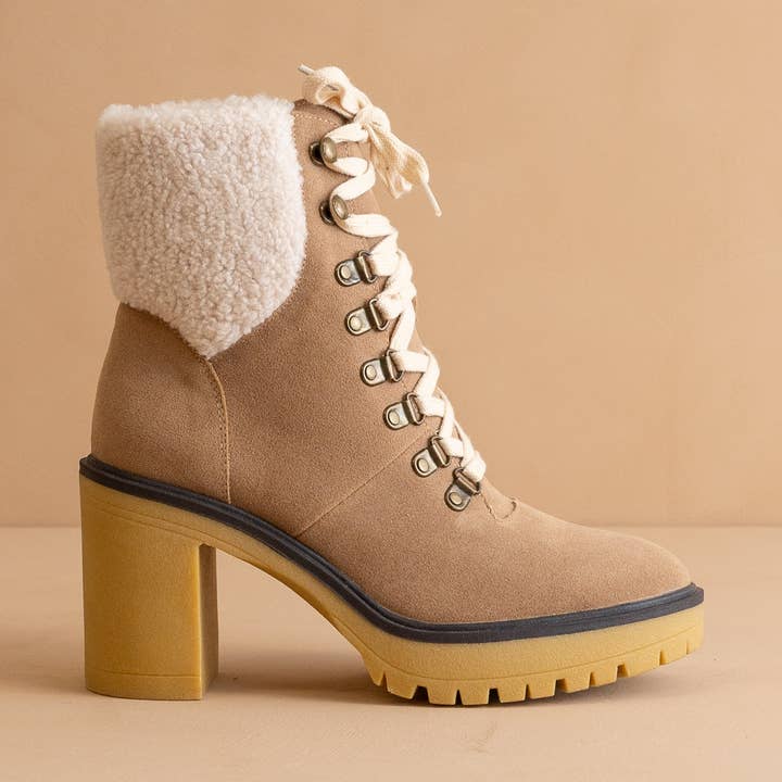 The Madilyn Khaki | Platform Shearling Boots and other Purchase Wholesale platform boots. Free Returns & Net 60 Terms on Faire trending on Faire.
