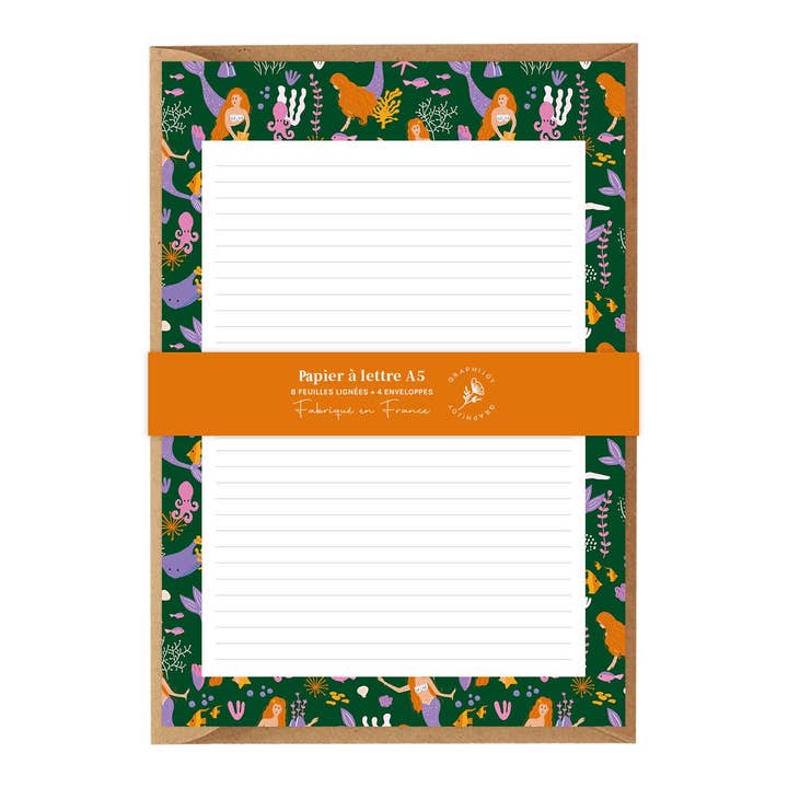 Graphijoy - Wholesale Stationery/Notecard Set - Mermaid letterpaper1