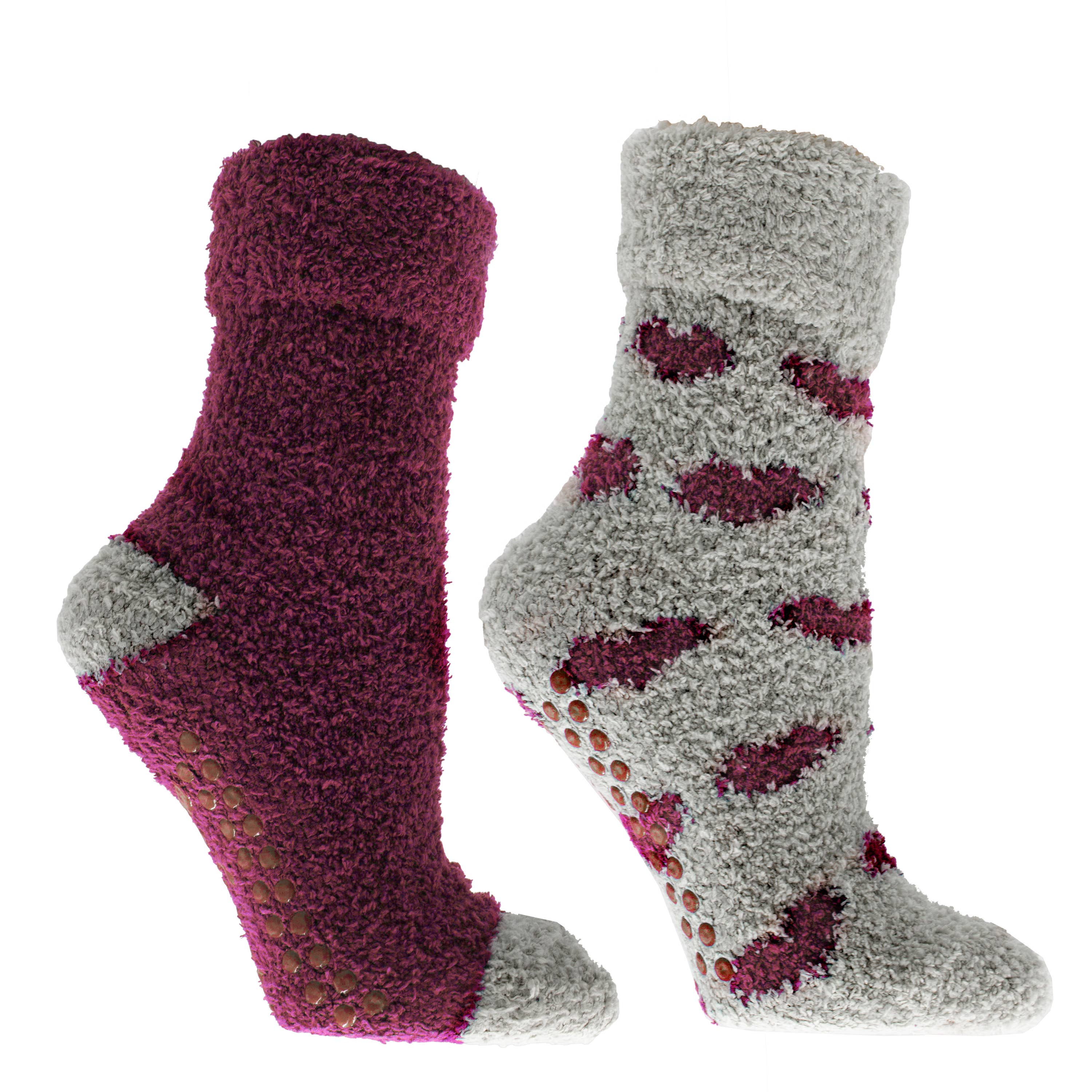 MinxNY - Wholesale Socks - Women's - Lavender Infused 2-Pair Slipper Socks - Hearts2