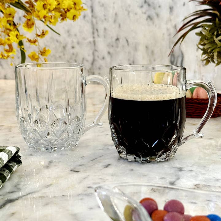 RED POMEGRANATE COLLECTION - Wholesale Coffee Mug - FIORA 13 oz Glass Mug3