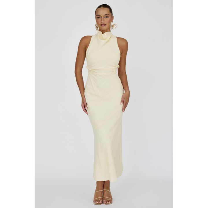 BUTTER HALTER DRAPE MAXI DRESS / CM6430D02 for wholesale on Faire