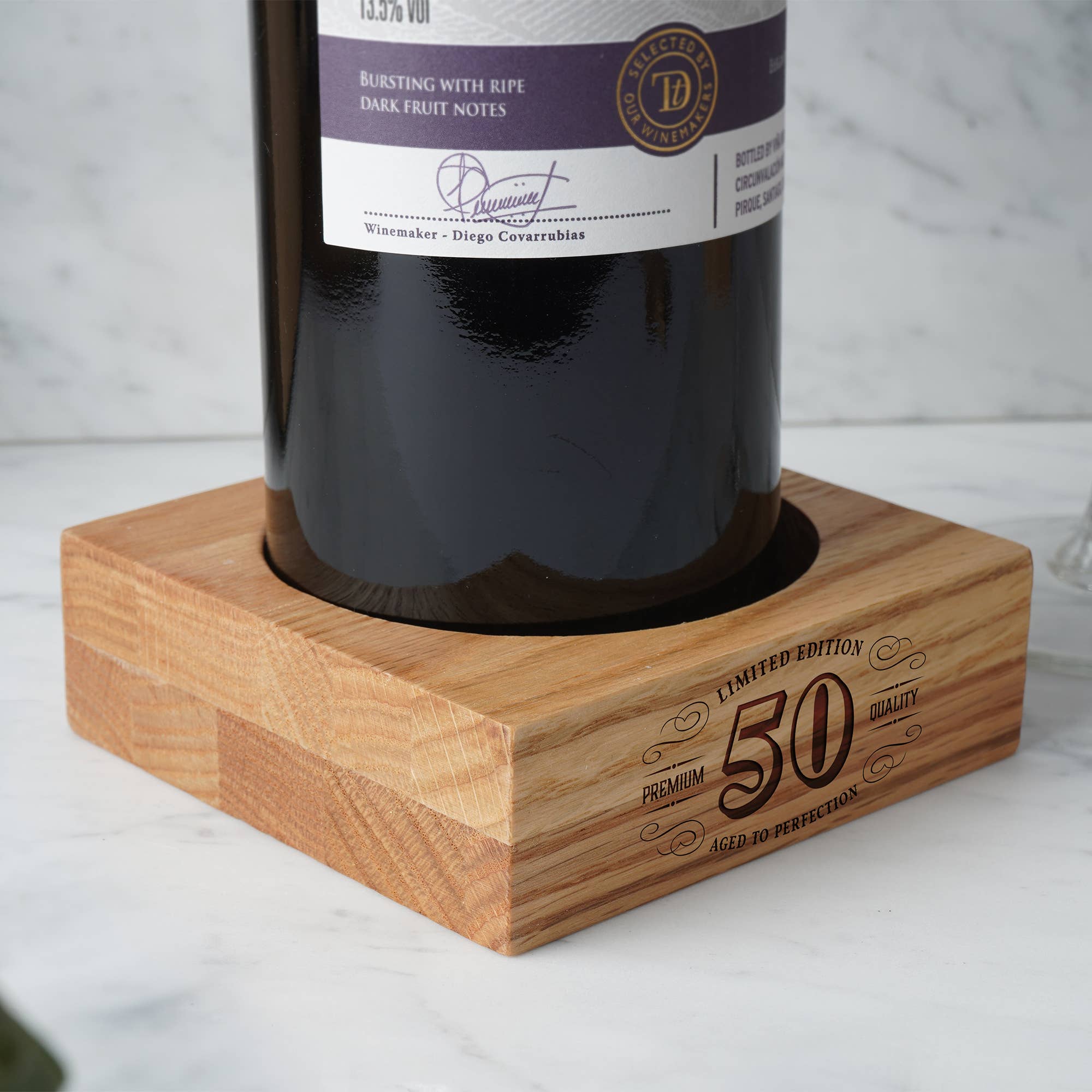 CGB Giftware – wholesale Bottle rack/holder – '50 - Limited Edition' Oak Wine Bottle Holder0