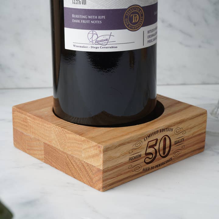CGB Giftware – wholesale Bottle rack/holder – '50 - Limited Edition' Oak Wine Bottle Holder