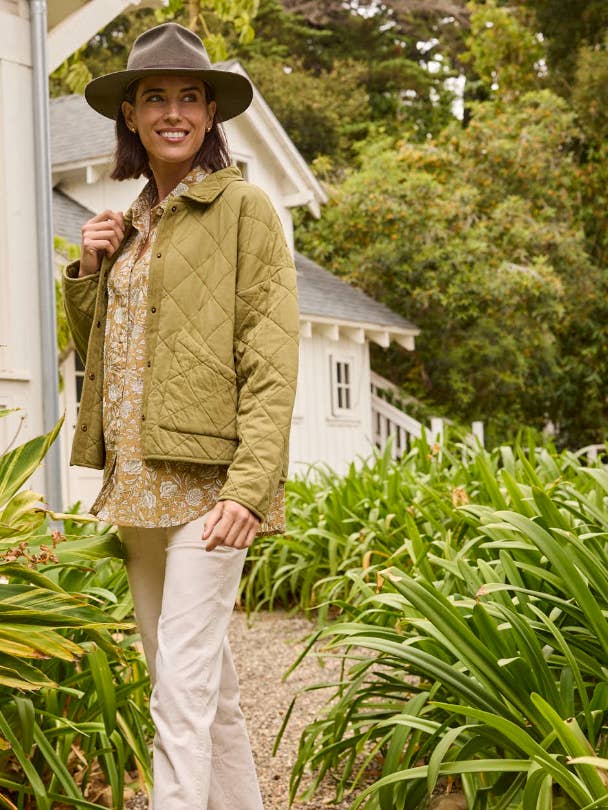 Countryside Quilted Jacket - Olive Oil for wholesale by and for Good