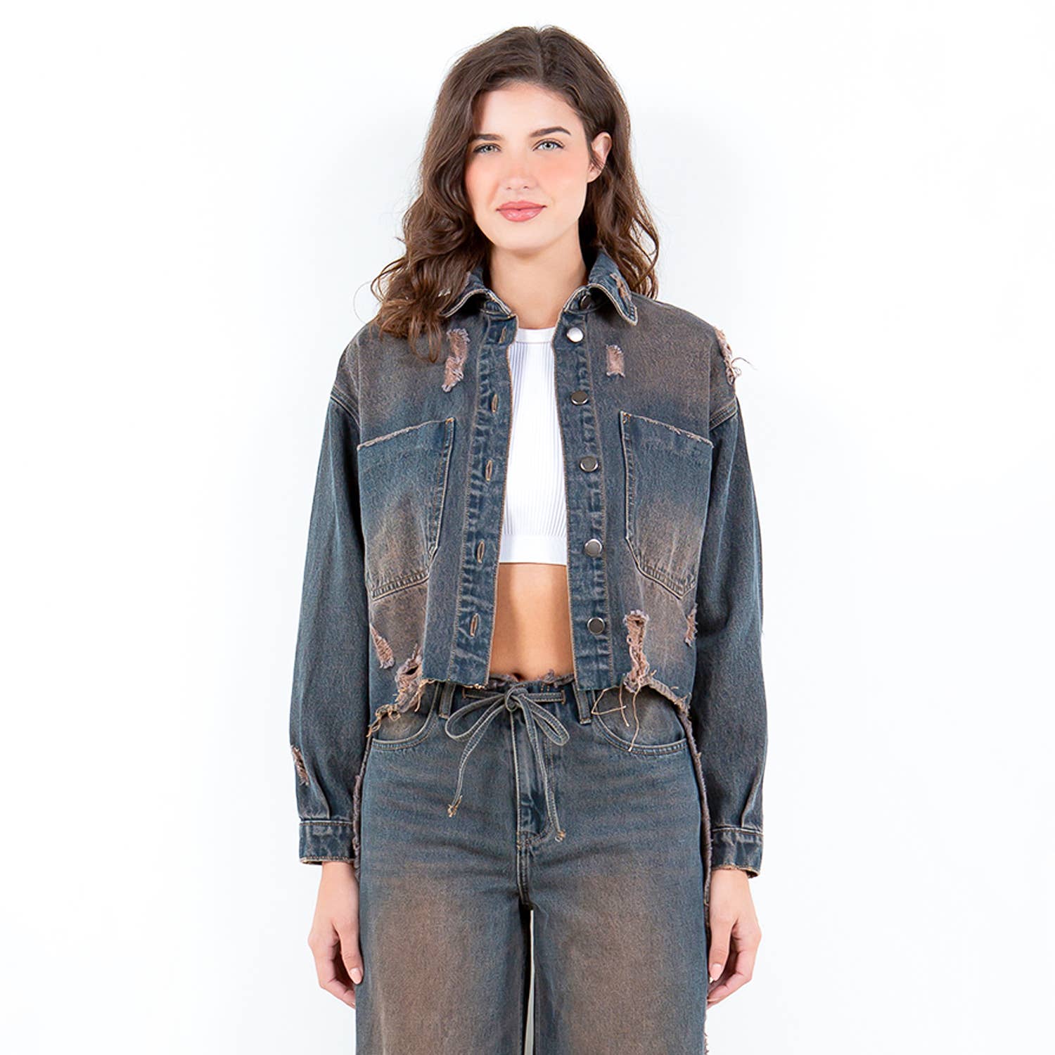 American Bazi - Wholesale Denim Jacket - Women's - DIRTY WASHING DENIM JACKETS-RJK30698