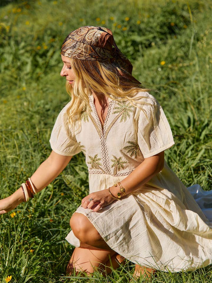 Naudic - Wholesale Dress – Women's - Juliet Maxi Palm Embroidery5