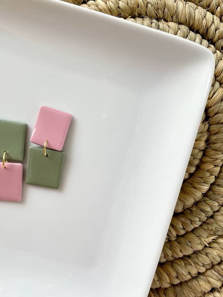 Mismatch Color Block Polymer Clay Summer Dangle for wholesale by Hooks and Clay