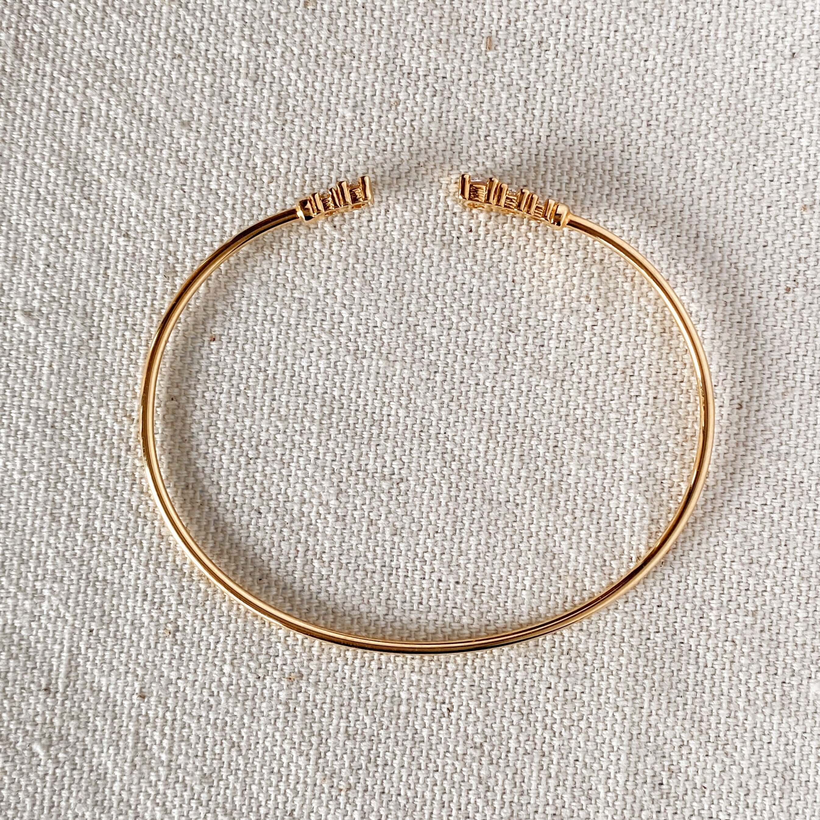 GoldFi - Wholesale Cuff Bracelet - Dainty 18k Gold Filled Cuff Bracelet with Cubic Zirconia Stones3