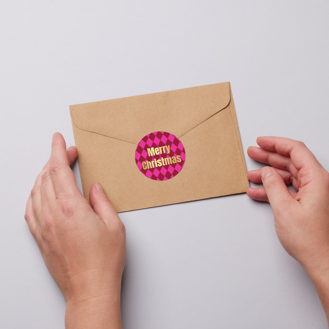 Mini Art Products - Wholesale Gift Tag Label - Labels – Merry Christmas – Bordeaux / Pink – 250 Pieces1