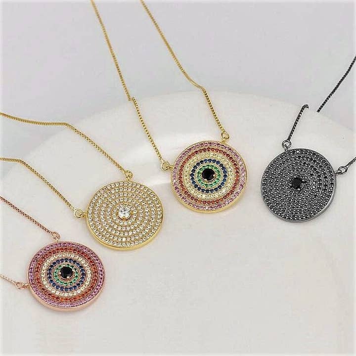 DIJU Jewelry - Wholesale - 18k Gold Filled Fancy Turkish Eye with CZ Cubic Zirconia Necklace Wholesale Jewelry Supplies