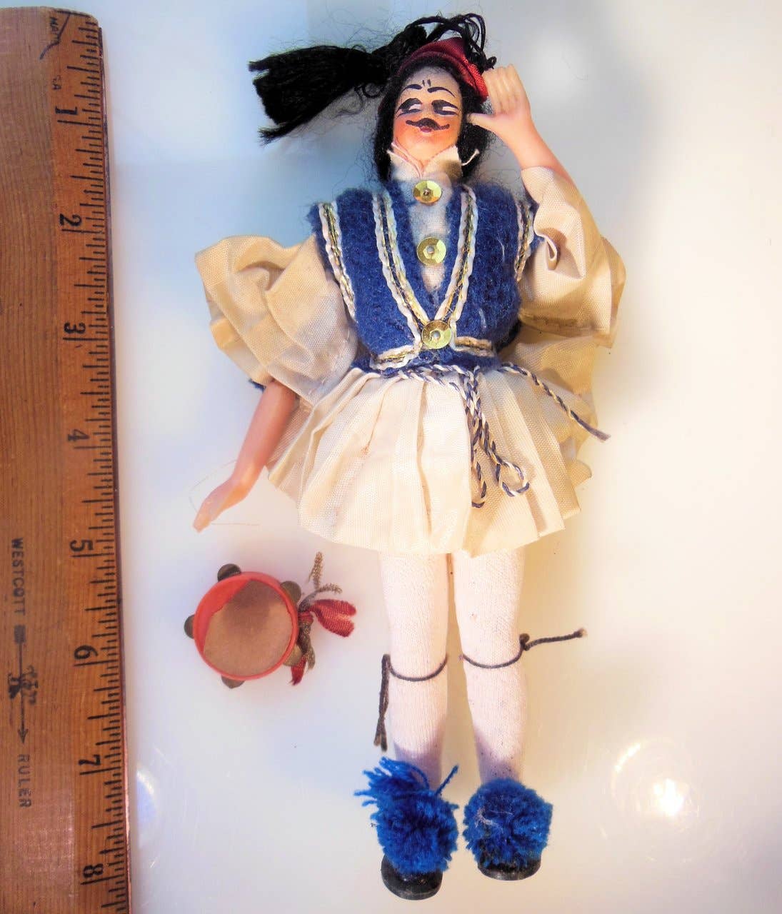 Jane A Gordon: Jewelry  Art  Gifts  Inspiration - Wholesale Decorative Figurine - Vintage Greek Souvenir Tsolias Doll: Male Folk Dancer Tambourine Player4