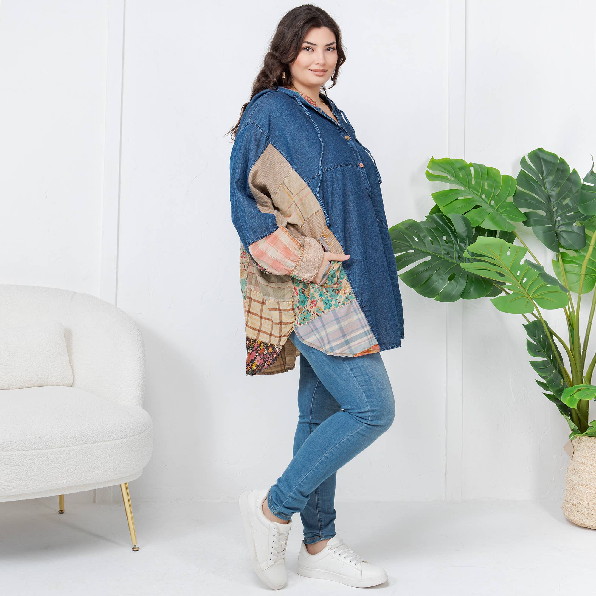 Young Threads - Wholesale Tunic - Women's - Western Boho Chic: Hooded High Low Patchwork Top12