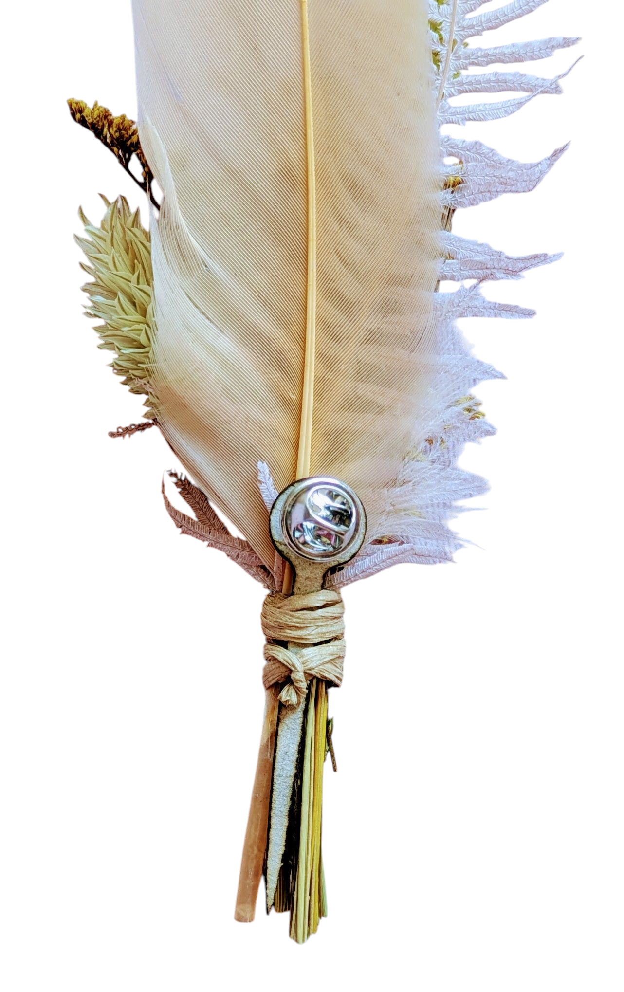 BrimBuds - Vente Accessoire pour chapeau – femme - Ensemble de 4 épingles de chapeau florales et plumes - tons neutres et terreux3