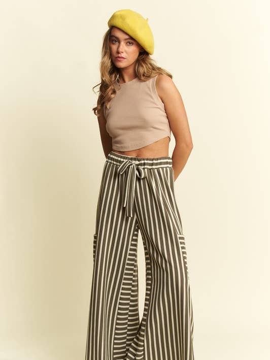 JADE BY JANE - Wholesale Pants - Women's - STRIPE WIDE LEG PANTS