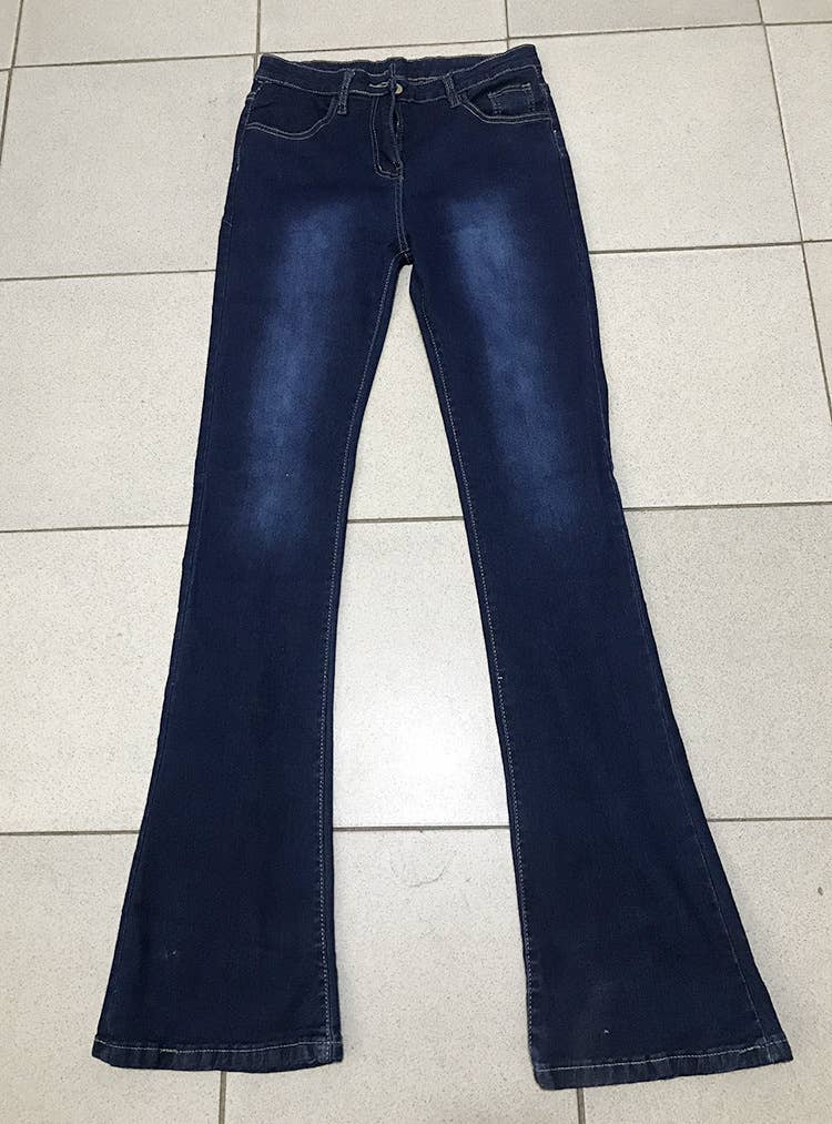 Bleu foncé ; Pantalon évasé en jean stretch pour femme en vente sur Faire6