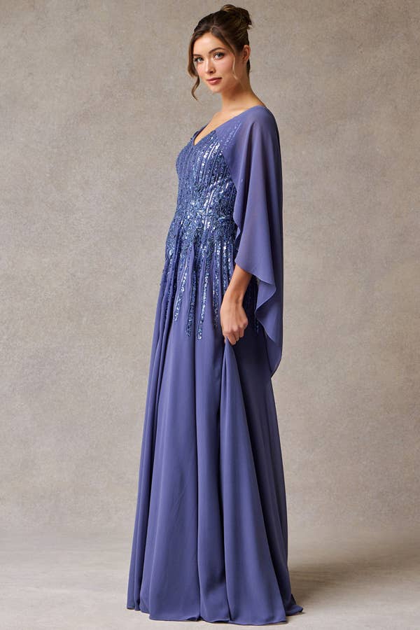 Babyfox Apparel - Vente Robe de soirée – femme - Robe Mère de la Mariée à Manches Courtes avec Capelet et Décolleté Cœur6