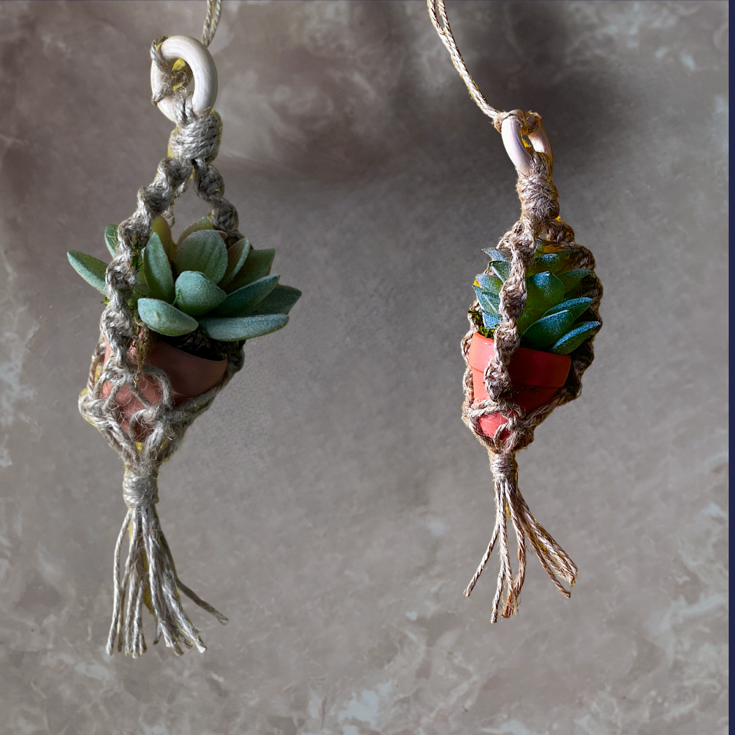 The PlantOutfitter - Wholesale Car Decorative Charm - Unisex - Car Macrame Plant Hanger with Artificial Plant1