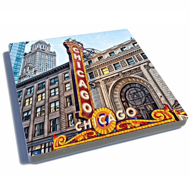 Chicago Stone Drink Coaster - Chicago Theatre pour la vente par EXIT82ART