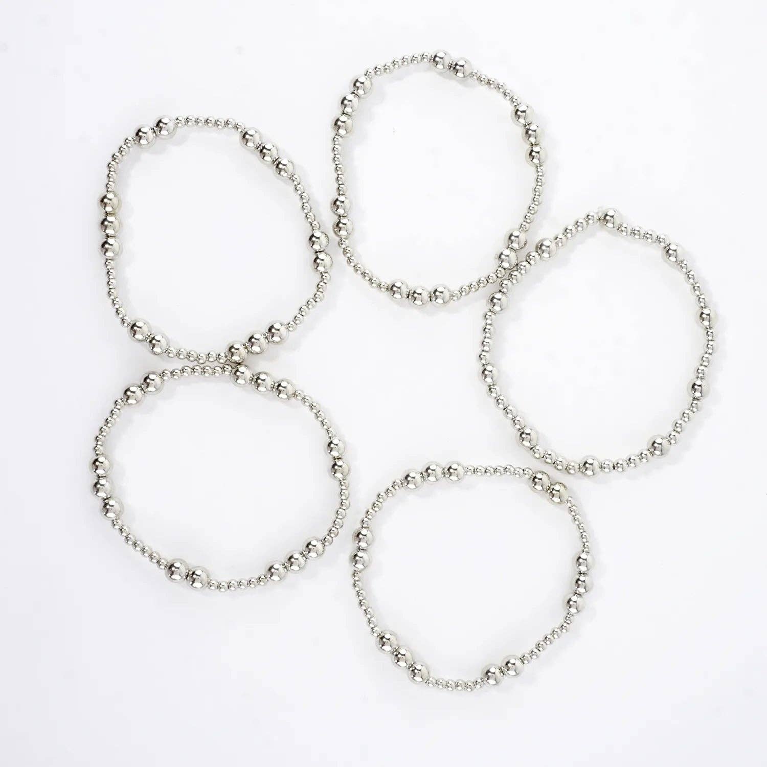 Wild Honey - Wholesale Jewelry Set - 5PC Station Metallic Beads Stretch Bracelets Set6