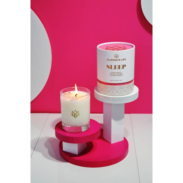 Aluminate Life – Vela em jarro/copo por atacado – Vela perfumada de óleo essencial de cristal de quartzo rosa Sleep5