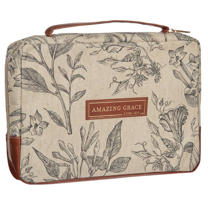 Christian Art Gifts - Wholesale Bible Cover - Bible Cover Fashion Cream/Brown Floral Amazing Grace