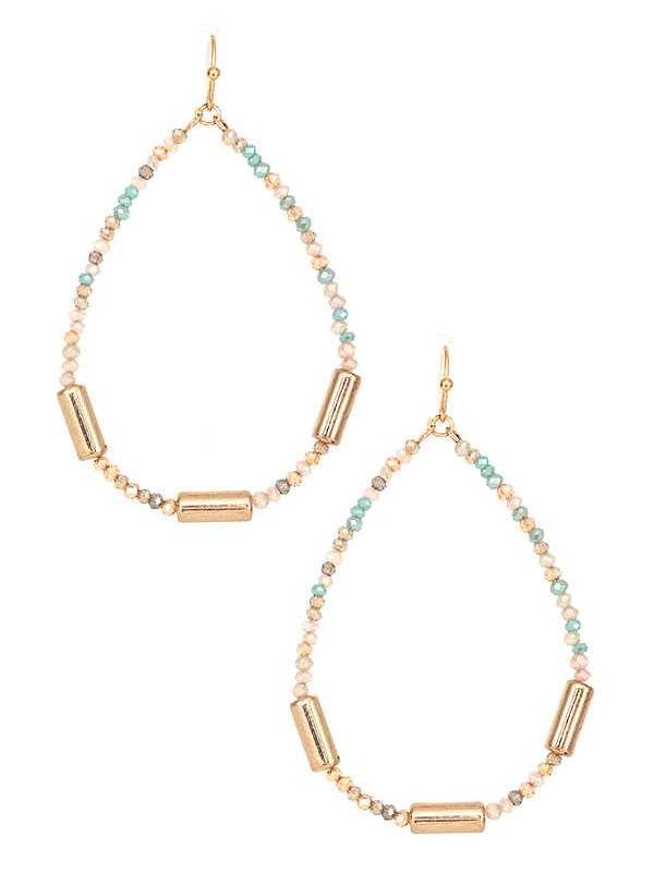 BOUCLE D'OREILLE LARME PERLE DE VERRE FACETTÉE 675-1 pour la vente par anbfashion