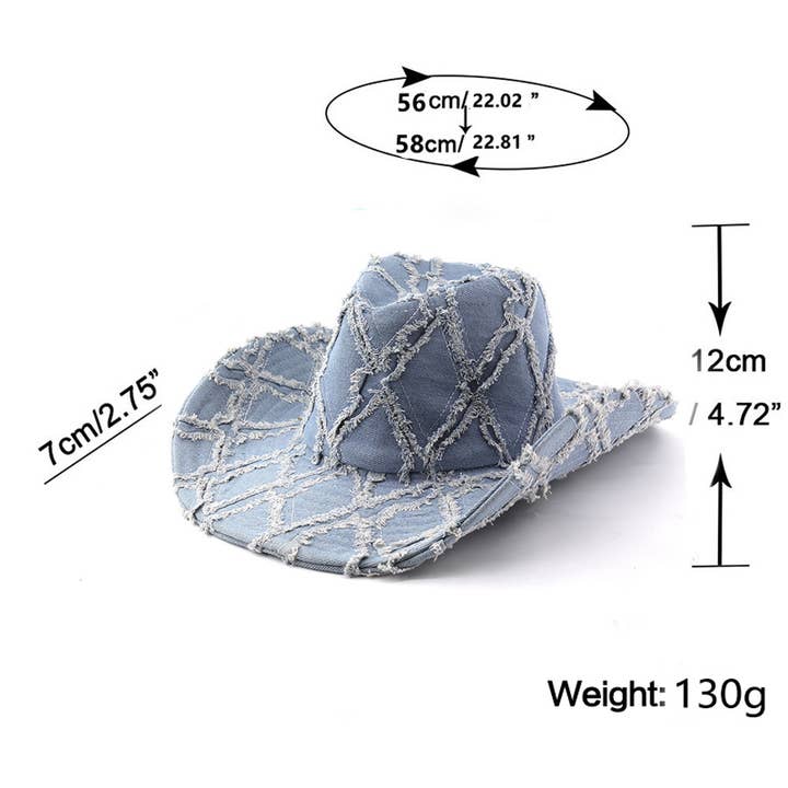 PEACH ACCESSORIES - Wholesale Cowboy Hat – Women’s - Fashionable Western Style Denim Cowboy Hat WA2192