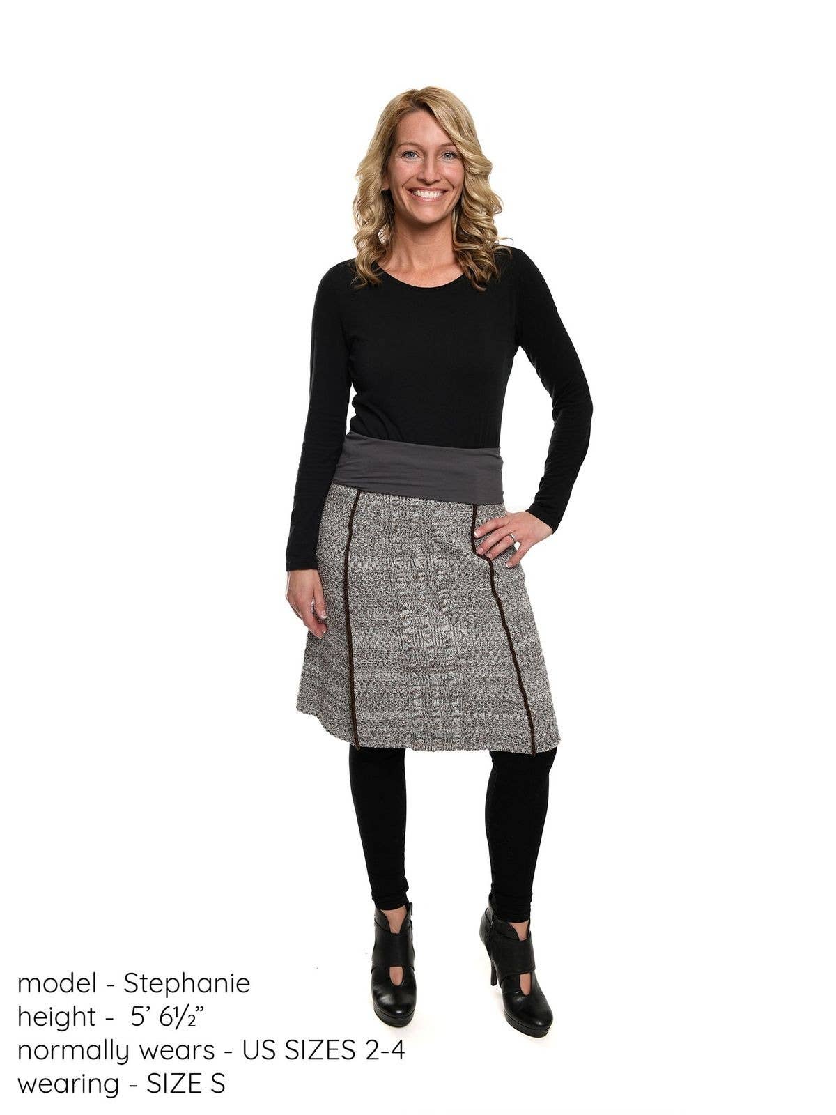 Green 3 – Engroshandel Nederdel - Dame – Kvinders bomuld Sweater Strik Panel Nederdel -Chokolade Space Dye3