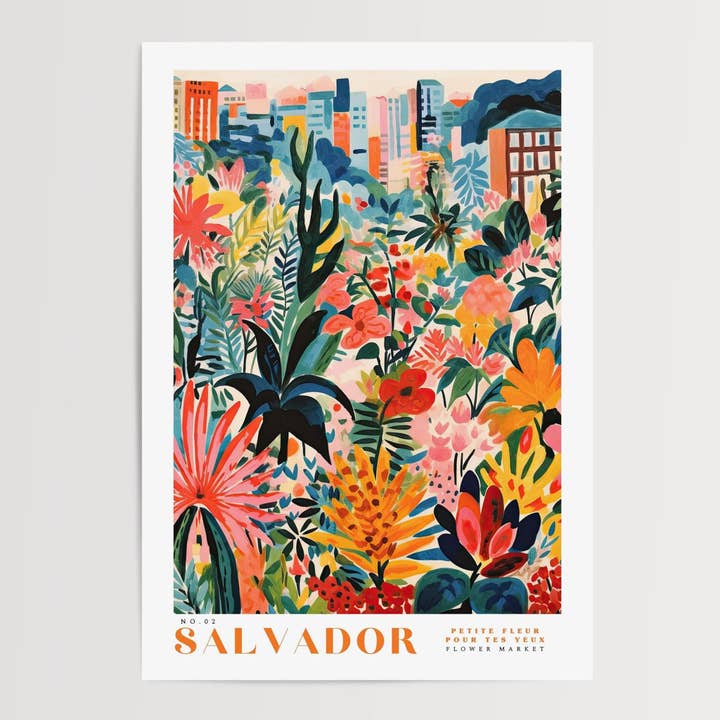 Affiche du marché aux fleurs de Salvador pour la vente par Enchanted Sights